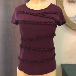 Van Huesen Cotton Ruffle Tee T-shirt S